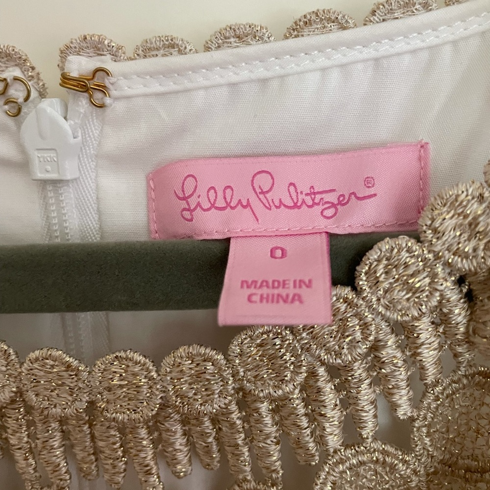 Lilly Pulitzer White & Gold Dress